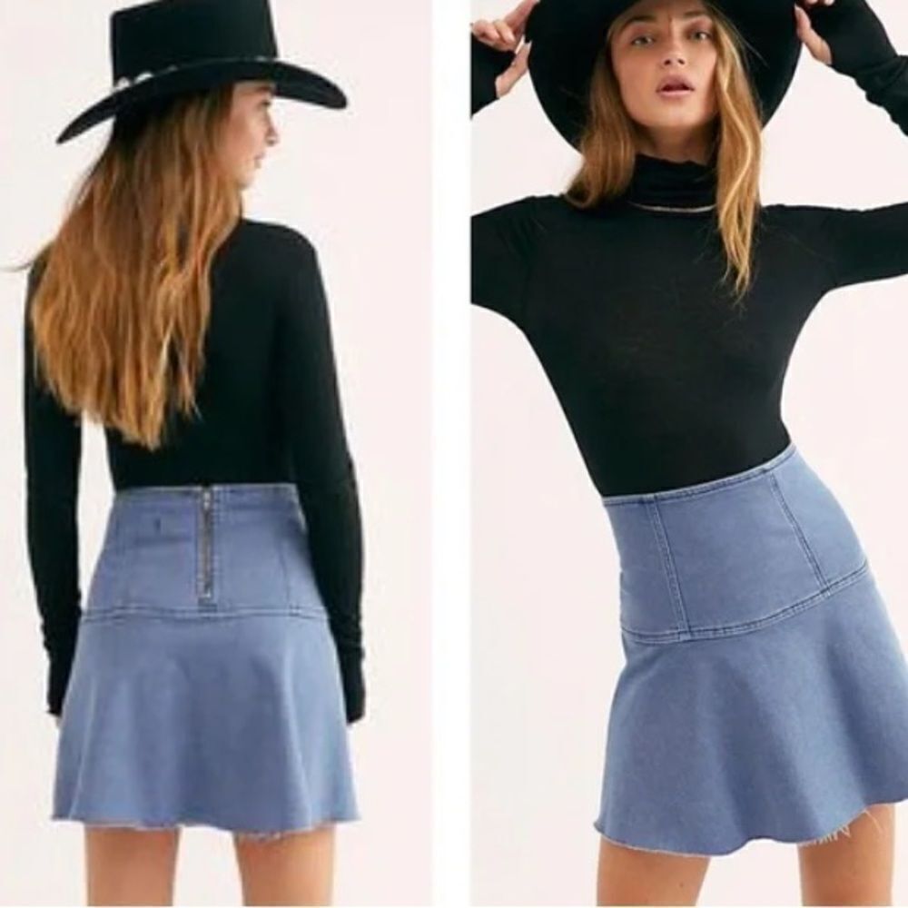 Free people we the free “Highlands” A line size 2 denim flare skirt